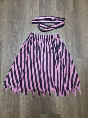 Pink Pirate Striped Skirt- Hand Dyed